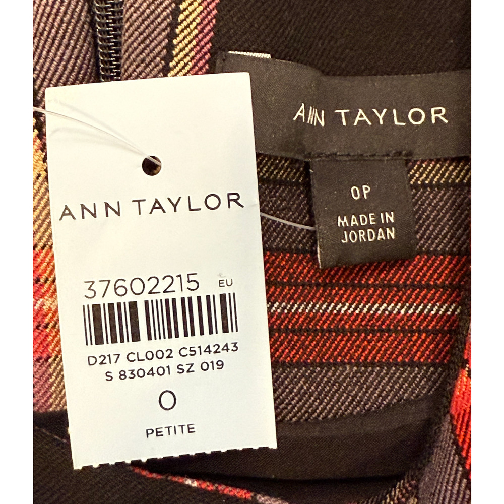 NWT ANN TAYLOR BLACK RED PETITE PLAID SHIFT DRESS SZ 0P 0 - Picture 5 of 7